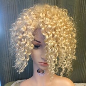 Reba 100% Brizilan Human Hair Deep Curl Topper 5x5 HD  Lace 12 Inches